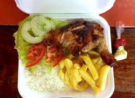 1/4 Pollo con Arroz y Papas Fritas